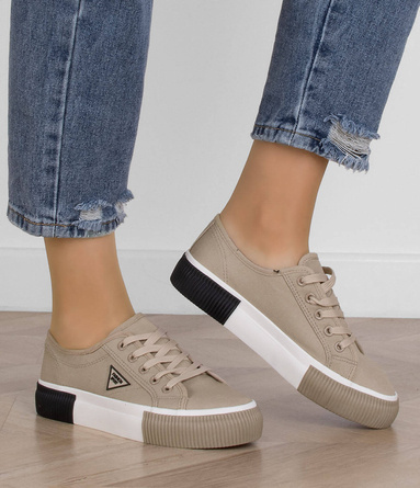 DAMSKIE BEŻOWE SNEAKERSY SPORTOWE TRAMPKI KHAKI AUSTYN