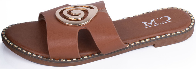 CAMEL DAMSKIE SKÓRZANE KLAPKI ELEGANCKIE OZDOBA DALIA 3