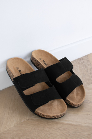 CZARNE KLAPKI MĘSKIE NA RZEPY