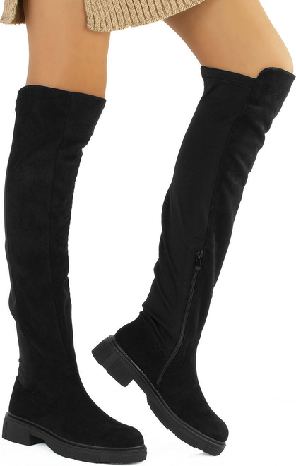 CZARNE ZAMSZOWE KOZAKI ZA KOLANO LOTTY 2