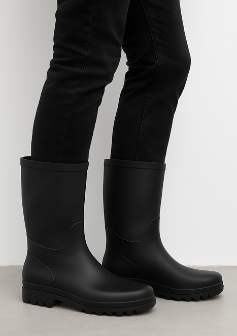 CZARNE MĘSKIE KALOSZE GUMOWCE WYSOKIE 4