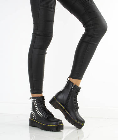 CZARNE BOTKI GLANY ĆWIEKI EKOSKÓRA NA PLATFORMIE