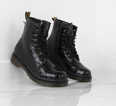 CZARNE BOTKI GLANY KROKODYL EKOSKÓRA