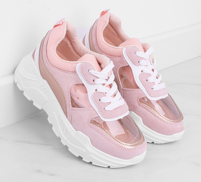 RÓŻOWE SNEAKERSY GRUBA PODESZWA TRANSPARENT