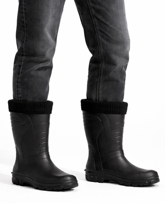 CZARNE MĘSKIE KALOSZE GUMOWCE WYSOKIE 6