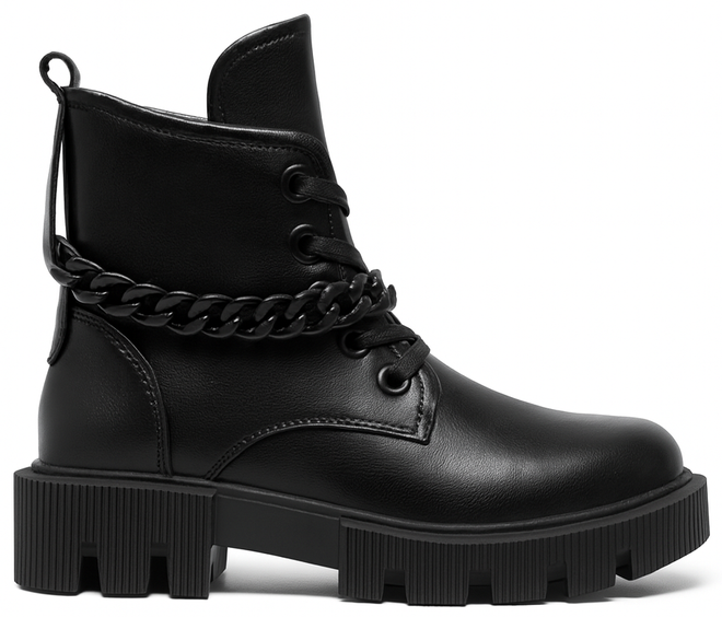 CZARNE SKÓRZANE BOTKI DAMSKIE OCIEPLANE TRAPERY GLANY PALINA 1