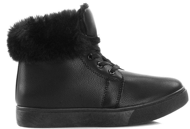 CZARNE SKÓRZANE OCIEPLANE TRAMPKI GABIE 1