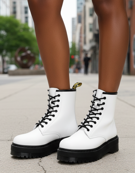 DAMSKIE BIAŁE BOTKI SKÓRZANE TRAPERY SZNUROWANE GLANY ALVA 2
