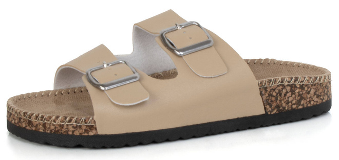 DAMSKIE BEŻOWE SKÓRZANE KLAPKI WSUWANE ELEGANCKIE LALET 3