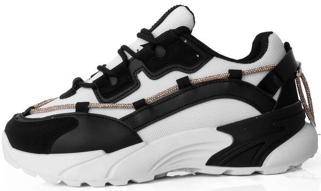 CZARNE TRAMPKI SNEAKERSY NA PLATFORMIE SEWANA 3