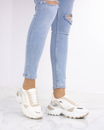 BEŻOWE SNEAKERSY SPORTOWE GRUBA PODESZWA PELETTE