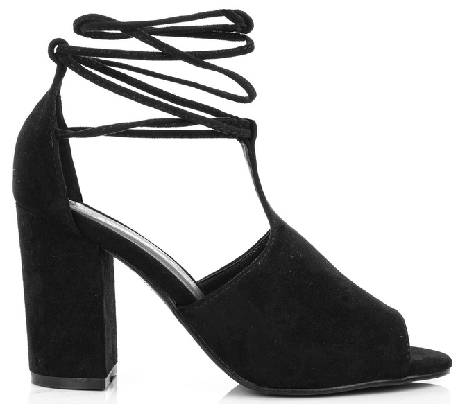 CZARNE SANDAŁY ZAMSZOWE WIĄZANE NA SŁUPKU PATRICIA 1
