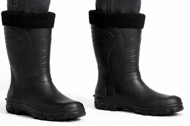 CZARNE MĘSKIE KALOSZE GUMOWCE WYSOKIE