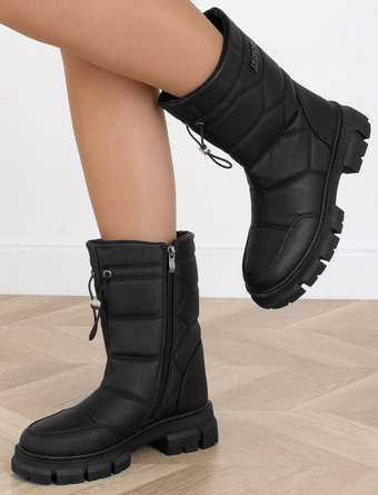 CZARNE ŚNIEGOWCE BOTKI  OCIEPLANE NA PLATFORMIE ERIN