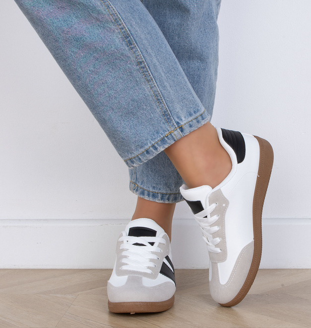 DAMSKIE BIAŁE SNEAKERSY TRAMPKI SKÓRZANE PEAR 7