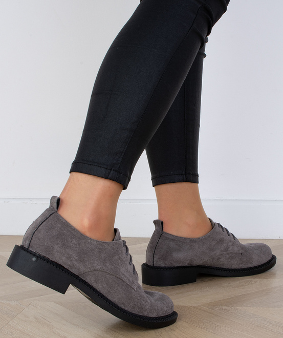 SZARE PÓŁBUTY ZAMSZOWE DAMSKIE SZNUROWANE SIRRO 7