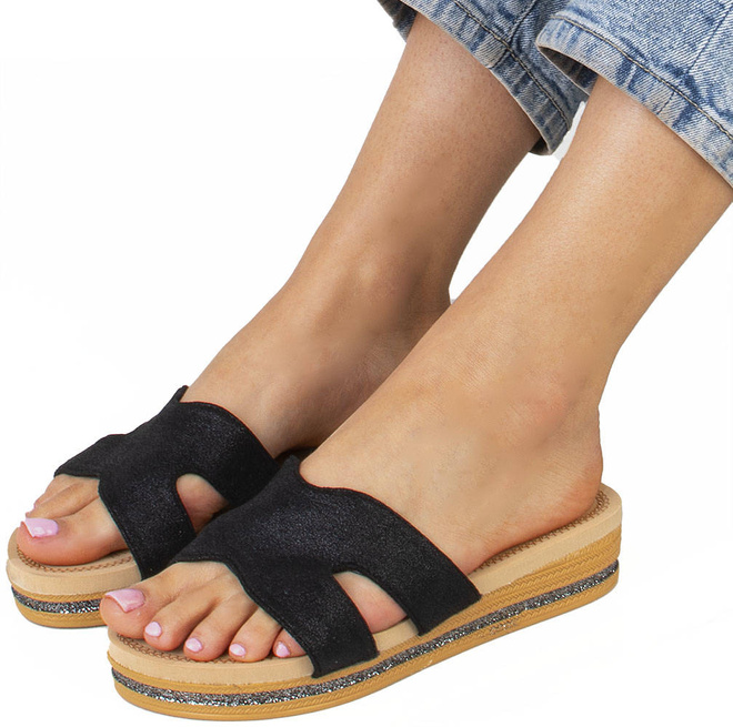 CZARNE KLAPKI PLATFORMA EKOSKÓRA MOXI 2