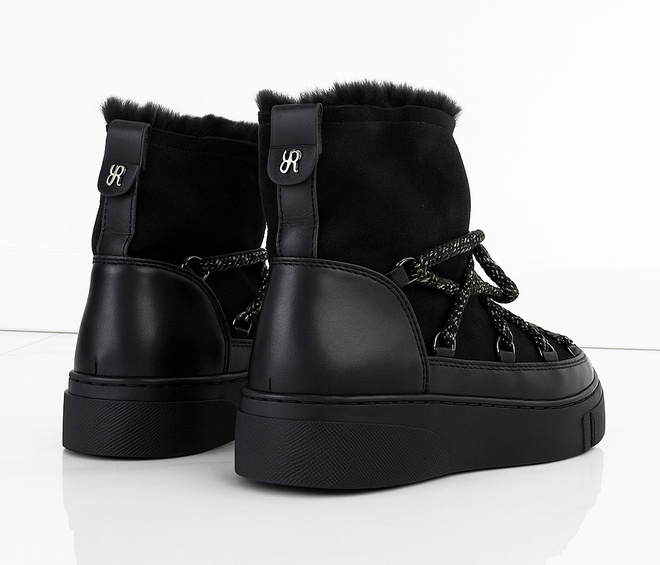 CZARNE OCIEPLANE ŚNIEGOWCE BOTKI PLATFORMA WSUWANE RISELDA 7