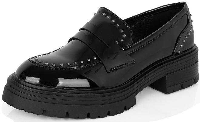 DAMSKIE CZARNE MOKASYNY LAKIEROWANE PÓŁBUTY HANO 3