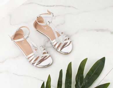 SREBRNE SANDAŁY DAMSKIE BŁYSZCZĄCE JAYDA