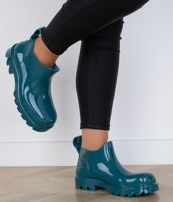 NIEBIESKIE DAMSKIE KRÓTKIE KALOSZE LAKIEROWANE WINSLOW