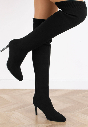 CZARNE KOZAKI NA SZPILCE Z ELASTYCZNĄ CHOLEWKĄ ADELE