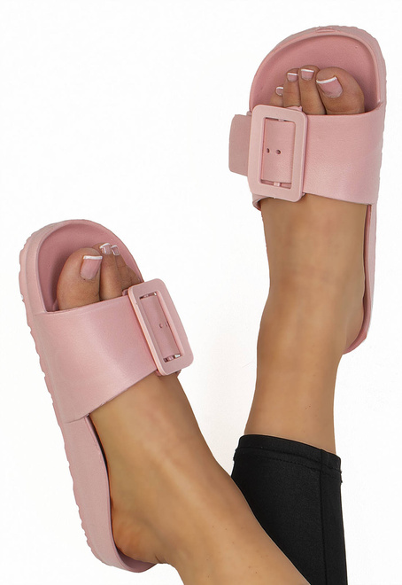 RÓŻOWE KLAPKI Z KLAMRĄ PROFILOWANE URIEL 4