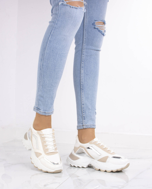 BEŻOWE SNEAKERSY SPORTOWE GRUBA PODESZWA PELETTE