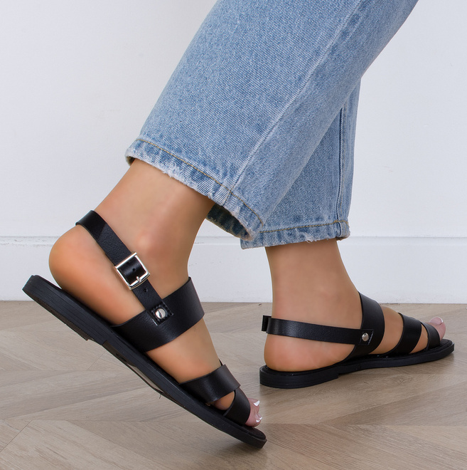 CZARNE KLASYCZNE DAMSKIE LEKKIE SANDAŁY KLAPKI ABINA 6