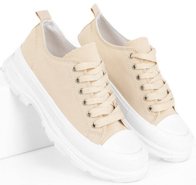 BEŻOWE NISKIE TRAMPKI NA PLATFORMIE DEJA