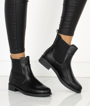 CZARNE SKÓRZANE BOTKI SZTYBLETY KLASYCZNE WSUWANE MAKIKO