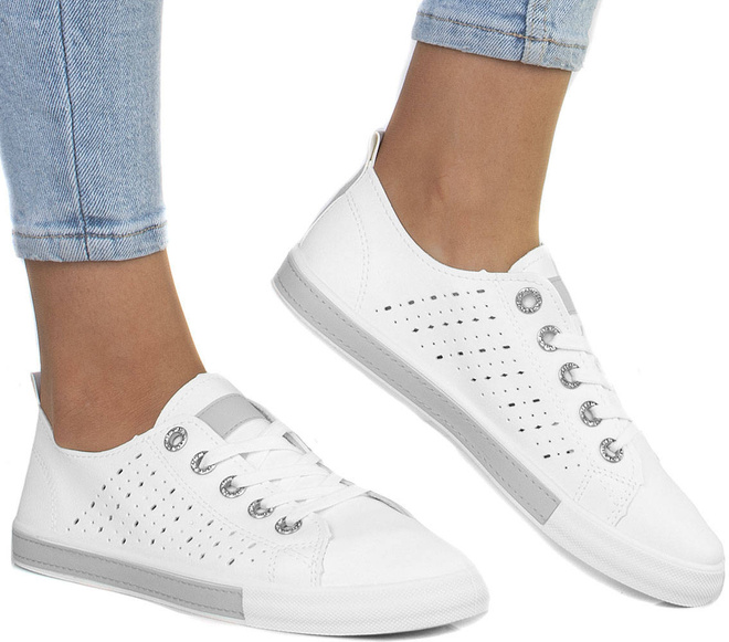 BIAŁE TRAMPKI DAMSKIE TENISÓWKI AŻUROWE MEDISON 4