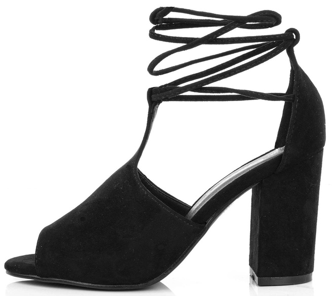 CZARNE SANDAŁY ZAMSZOWE WIĄZANE NA SŁUPKU PATRICIA 3