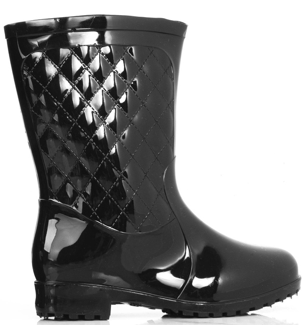 CZARNE PIKOWANE KALOSZE BOTKI 1