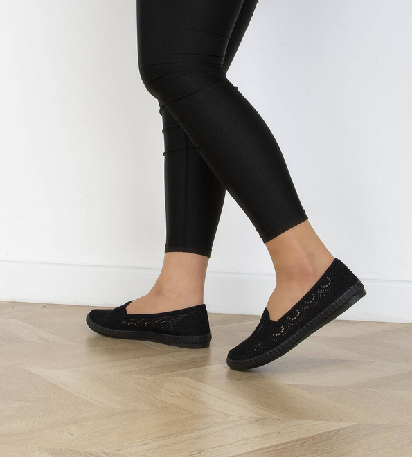 CZARNE DAMSKIE BALERINKI TENISÓWKI KORONKOWE  7