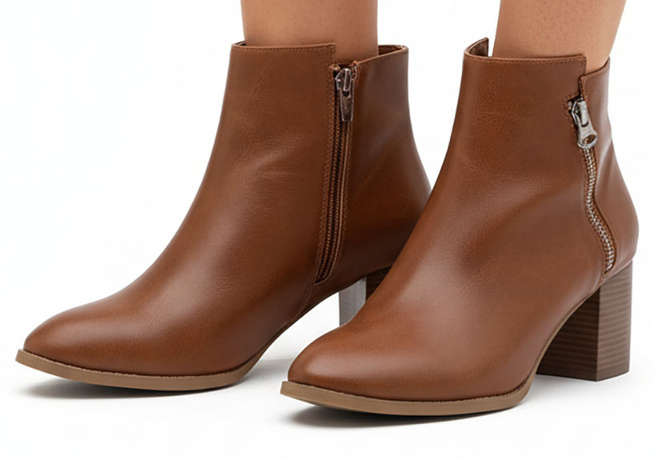 BRĄZOWE DAMSKIE BOTKI NA SŁUPKU SKÓRZANE NA ZAMEK MILWA 4