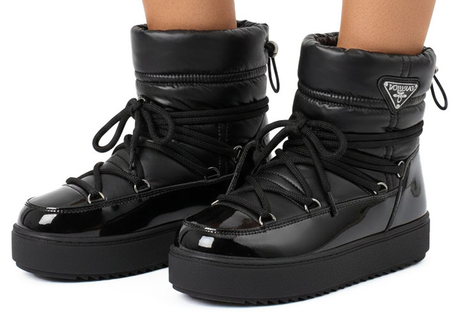 CZARNE OCIEPLANE ŚNIEGOWCE BOTKI PLATFORMA WSUWANE  4