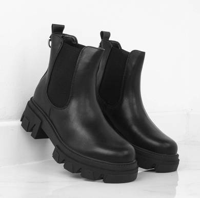 CZARNE DAMSKIE BOTKI TRAPERY EKOSKÓRA KLARIS