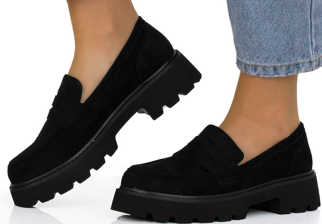 CZARNE MOKASYNY ZAMSZOWE DAMSKIE WSUWANE SLIP ON BELISE 4