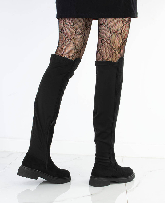 CZARNE ZAMSZOWE KOZAKI ZA KOLANO LOTTY 5