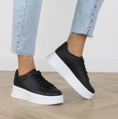 CZARNE TRAMPKI SNEAKERSY NA PLATFORMIE SILLI