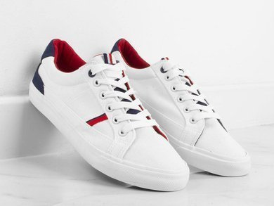 BIAŁE TRAMPKI TENISÓWKI SZNUROWANE MĘSKIE