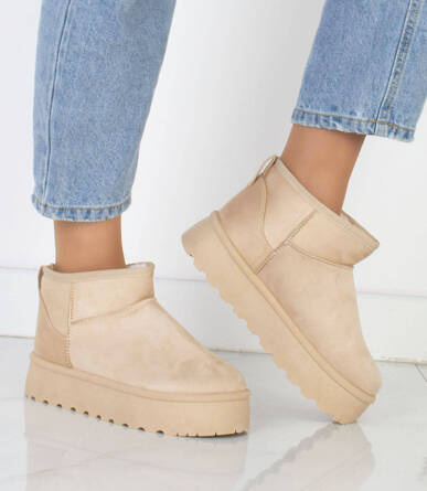 BEŻOWE OCIEPLANE ŚNIEGOWCE BOTKI PLATFORMA AMANDA