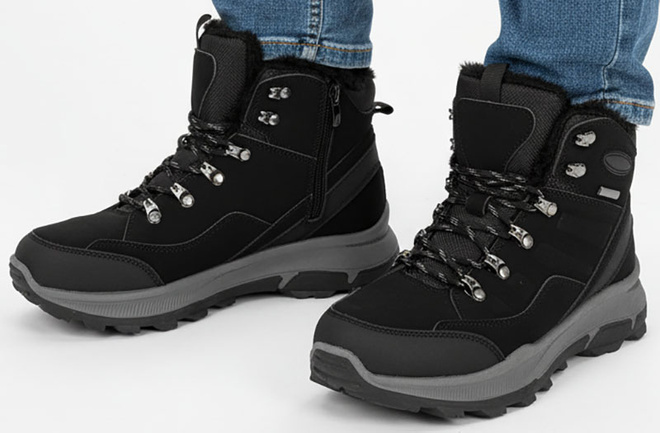 CZARNE MĘSKIE OCIEPLANE BUTY TREKKINGOWE TRAPERY 4