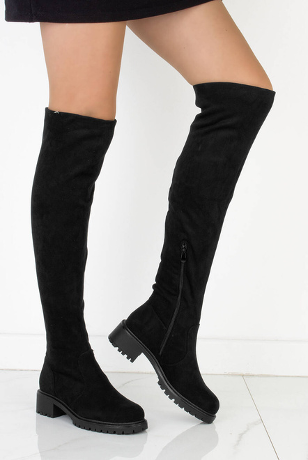 CZARNE ZAMSZOWE KOZAKI KLASYCZNE ZA KOLANO OCIEPLANE NORAH