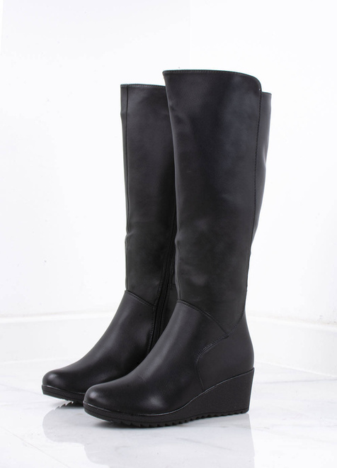 CZARNE OCIEPLANE KOZAKI NA KOTURNIE IRINA