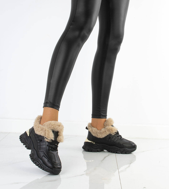 CZARNE OCIEPLANE SNEAKERSY CAMILA