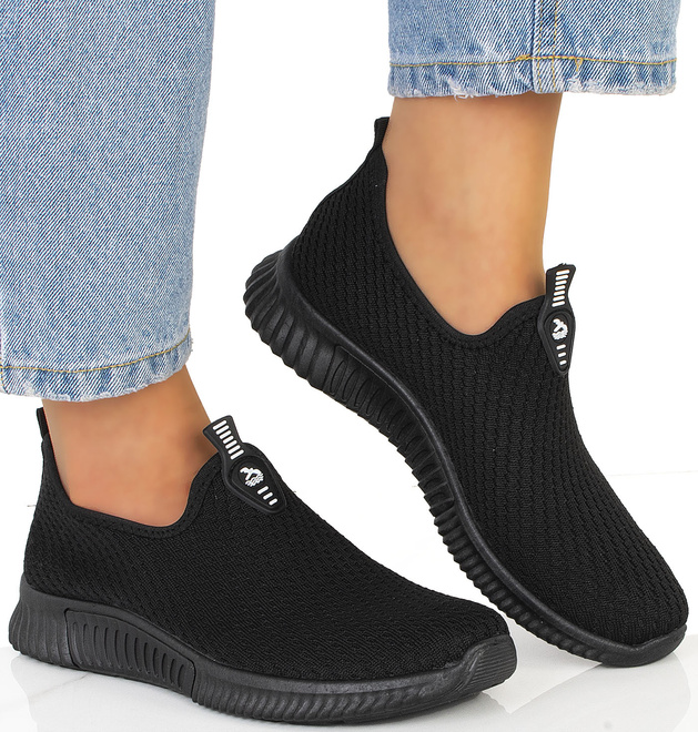 CZARNE BUTY SPORTOWE SNEAKERSY WSUWANE  2
