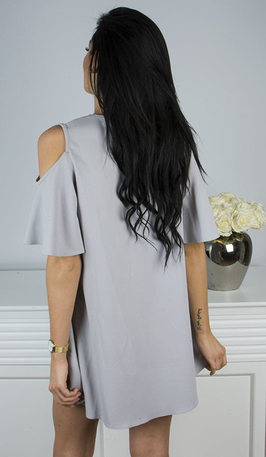 SZARA SUKIENKA Z ODKRYTYMI RAMIONAMI VIVIAN 2