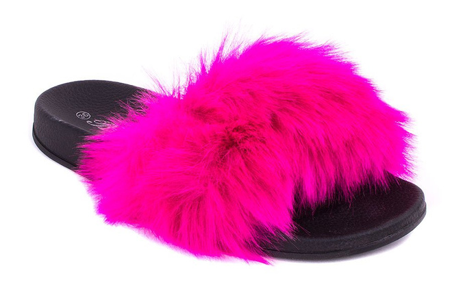  KLAPKI Z DŁUGIM FUTERKIEM FUKSJA FURLY 1